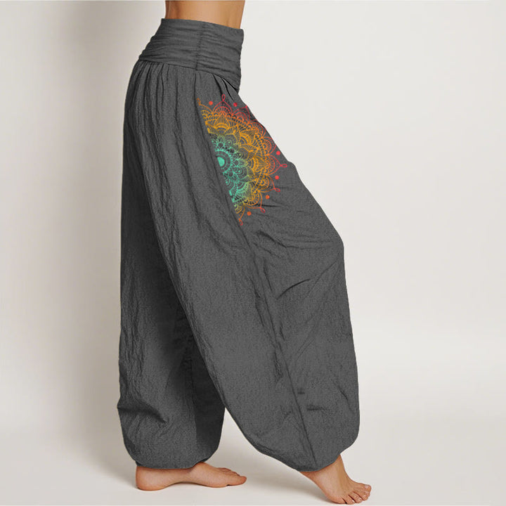 Pantaloni harem da donna con elastico in vita, in puro cotone, stile semplice, motivo mandala, motivo Buddha Stones - image 10