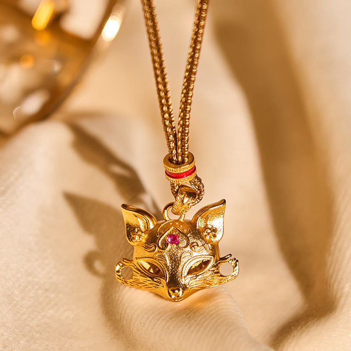 Collana con ciondolo a forma di volpe in ottone placcato oro 24k Buddha Stones corda - image 3