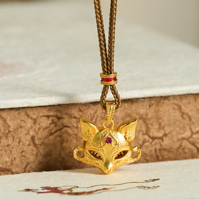 Collana con ciondolo a forma di volpe in ottone placcato oro 24k Buddha Stones corda - image 1