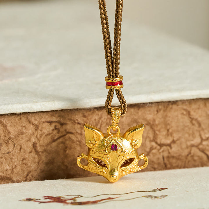 Collana con ciondolo a forma di volpe in ottone placcato oro 24k Buddha Stones corda - image 1