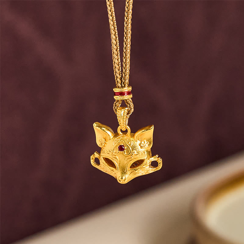 Collana con ciondolo a forma di volpe in ottone placcato oro 24k Buddha Stones corda - image 2