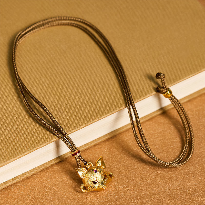 Collana con ciondolo a forma di volpe in ottone placcato oro 24k Buddha Stones corda - image 4