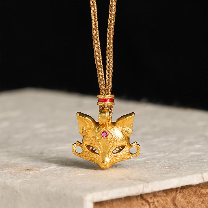 Collana con ciondolo a forma di volpe in ottone placcato oro 24k Buddha Stones corda - Volpe - image 0