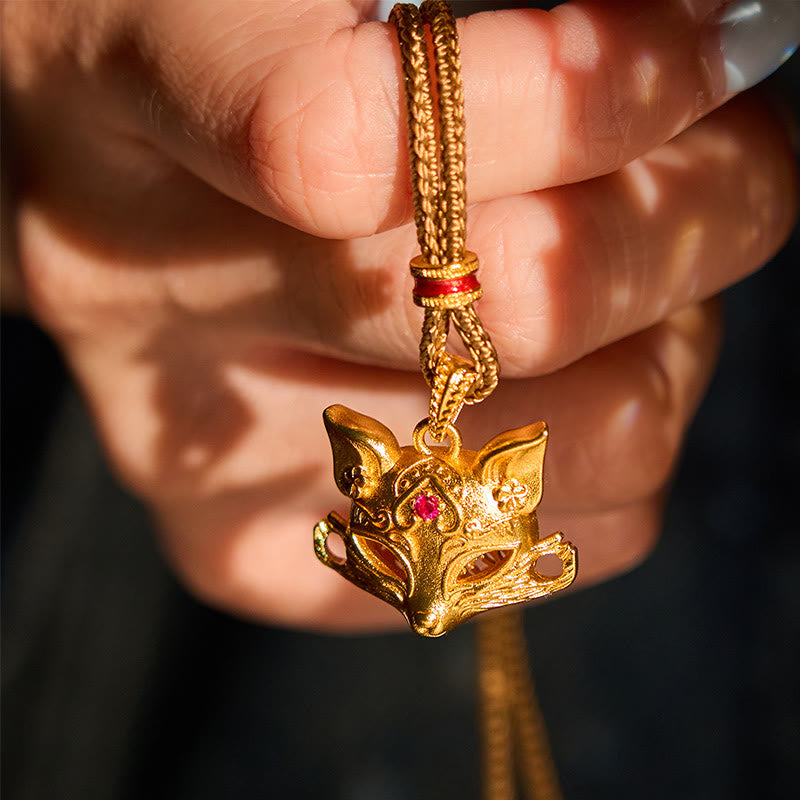 Collana con ciondolo a forma di volpe in ottone placcato oro 24k Buddha Stones corda - image 5