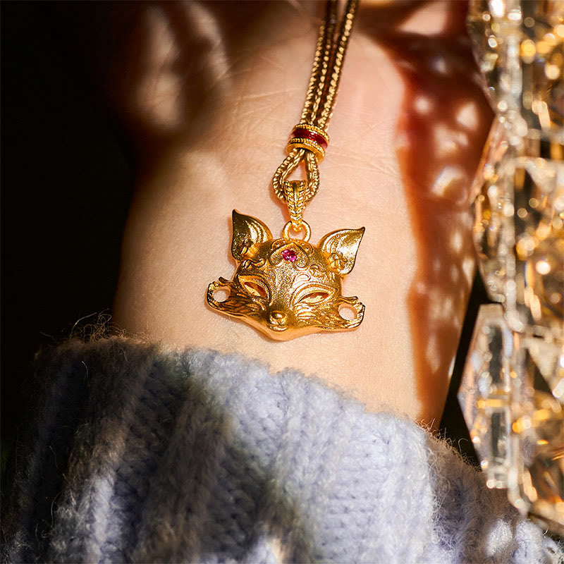 Collana con ciondolo a forma di volpe in ottone placcato oro 24k Buddha Stones corda - image 6