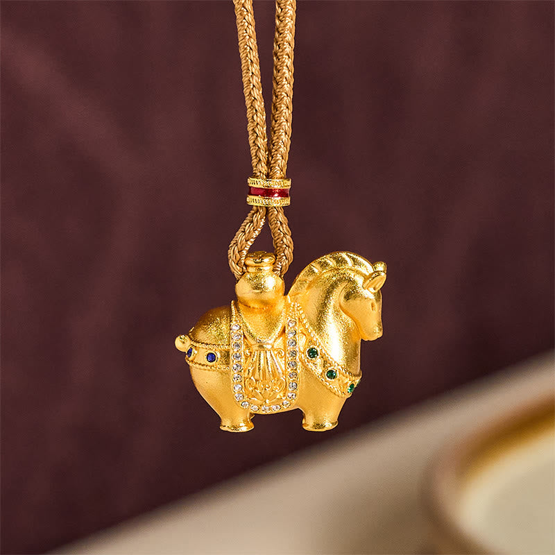 Collana con ciondolo in corda di ottone placcato oro 24k " Buddha Stones Year Of The Horse" - image 10