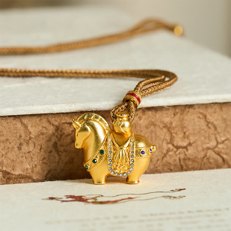Collana con ciondolo in corda di ottone placcato oro 24k " Buddha Stones Year Of The Horse" - image 9