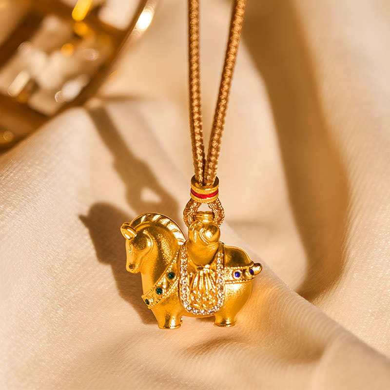Collana con ciondolo in corda di ottone placcato oro 24k " Buddha Stones Year Of The Horse" - image 11