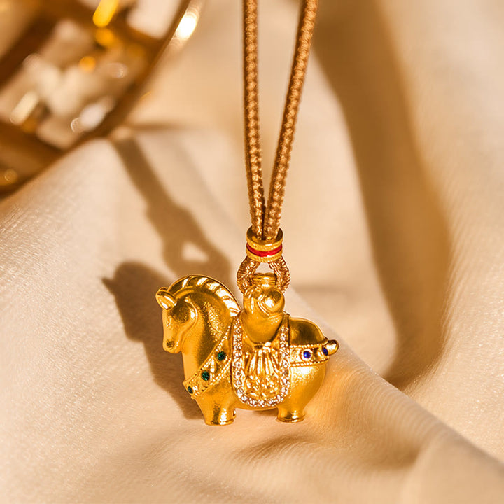 Collana con ciondolo in corda di ottone placcato oro 24k " Buddha Stones Year Of The Horse" - image 11