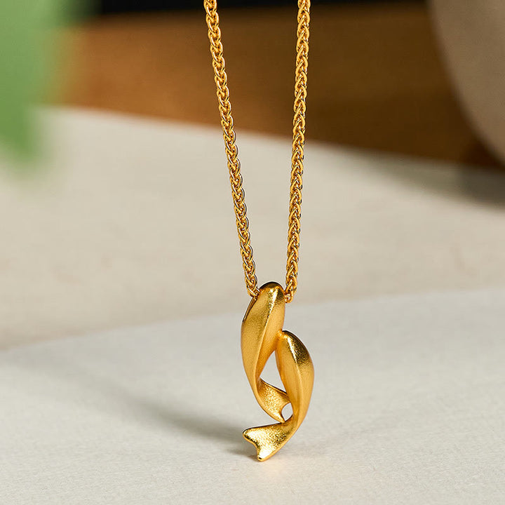Collana con ciondolo a forma di pesce koi doppio con Buddha Stones e catena in ottone placcato oro 24k - Doppio pesce Koi (dimensioni del ciondolo: 8,68*23,01 mm) - image 0