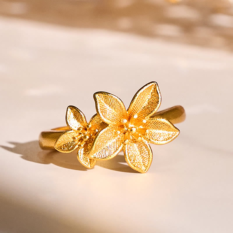 Anello regolabile in ottone e rame placcato oro 24k con fiore lilla Buddha Stones - Regolabile - image 0