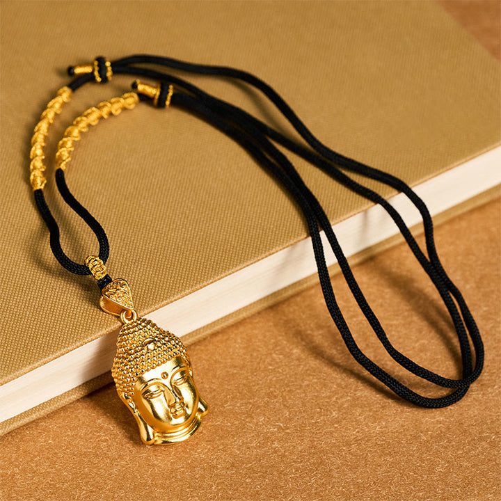 Collana con ciondolo Serenity in cordino intrecciato con simbolo del Buddha in ottone placcato oro 24k Buddha Stones - image 10