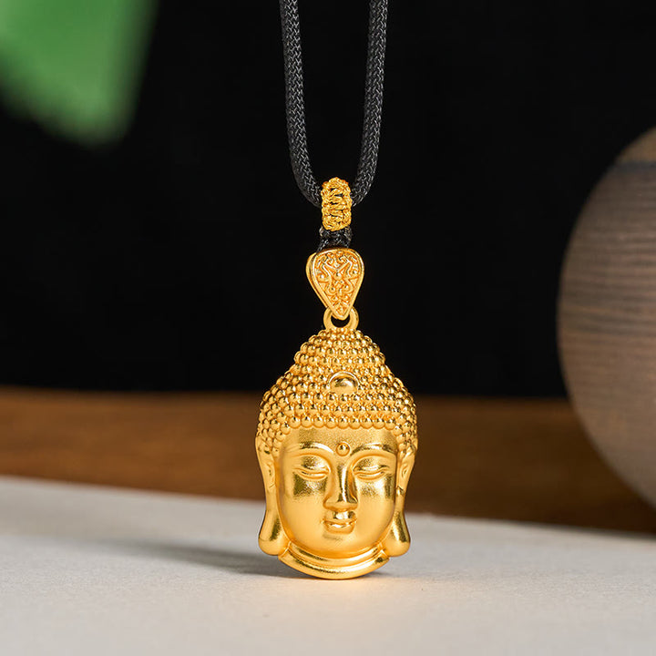 Collana con ciondolo Serenity in cordino intrecciato con simbolo del Buddha in ottone placcato oro 24k Buddha Stones - Piccolo Buddha (dimensioni: 18,8*32,6 mm) - image 0