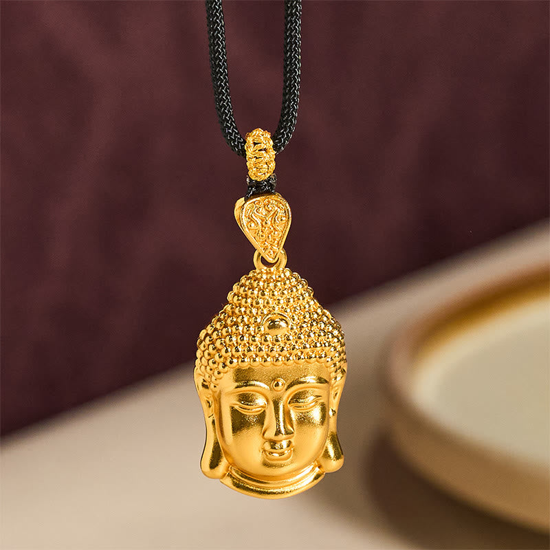 Collana con ciondolo Serenity in cordino intrecciato con simbolo del Buddha in ottone placcato oro 24k Buddha Stones - image 7