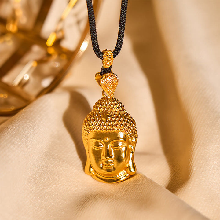 Collana con ciondolo Serenity in cordino intrecciato con simbolo del Buddha in ottone placcato oro 24k Buddha Stones - image 8