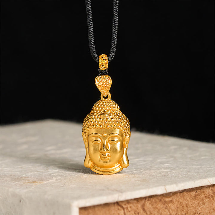 Collana con ciondolo Serenity in cordino intrecciato con simbolo del Buddha in ottone placcato oro 24k Buddha Stones - image 1