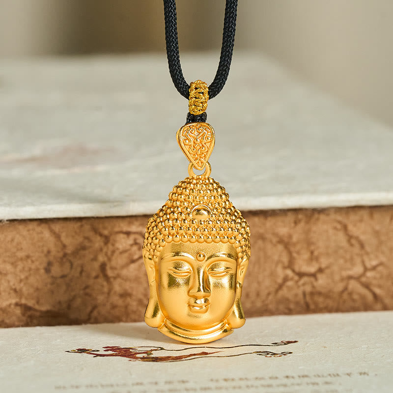 Collana con ciondolo Serenity in cordino intrecciato con simbolo del Buddha in ottone placcato oro 24k Buddha Stones - image 6