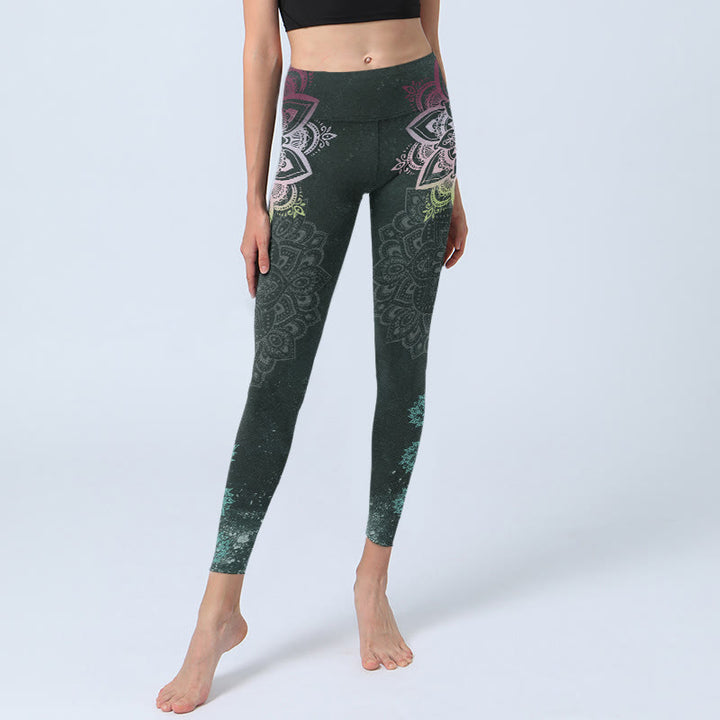 Leggings da palestra con stampa di Buddha Stones, mandala, fiori di loto, pantaloni da yoga da donna - image 5