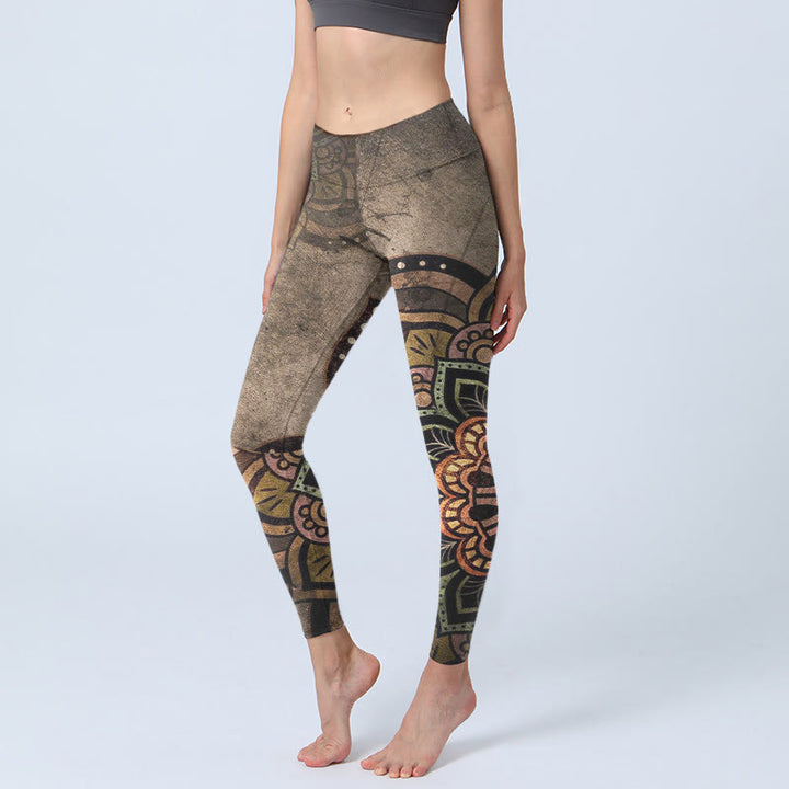 Leggings da palestra con stampa mandala Buddha Stones, pantaloni da yoga da donna - Grigio scuro - US18, UK/AU22, EU50 (4XL) - image 0