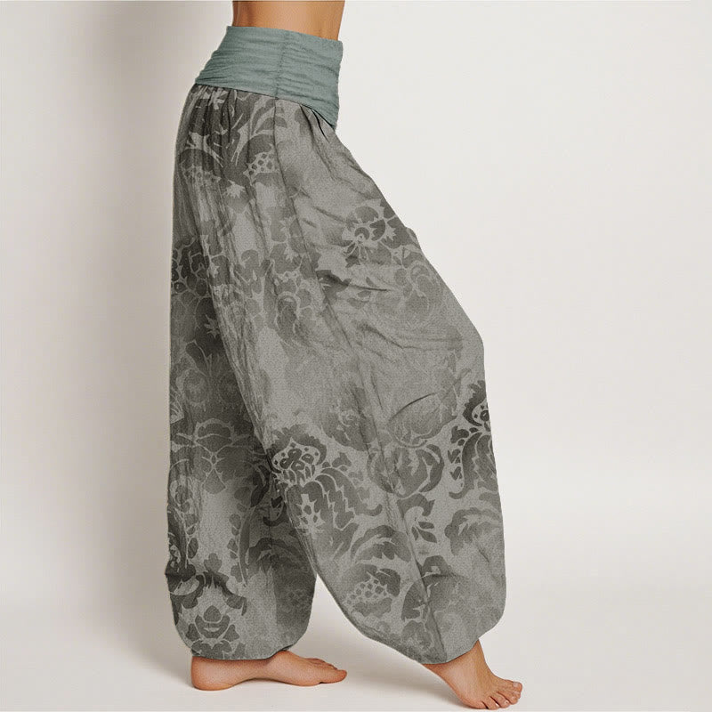 Pantaloni harem da donna con elastico in vita, in cotone, casual, con motivo a fiori e foglie, motivo Buddha Stones - image 8