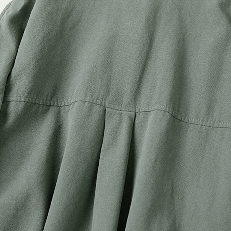Camicia da donna in cotone a maniche lunghe con colletto rialzato e bottoni casual, motivo Buddha Stones - image 2