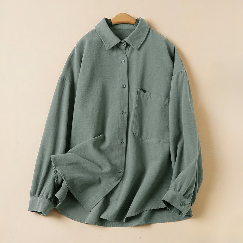 Camicia da donna in cotone a maniche lunghe con colletto rialzato e bottoni casual, motivo Buddha Stones - SteelBlue - US14, UK/AU18, EU46 (2XL) - image 0