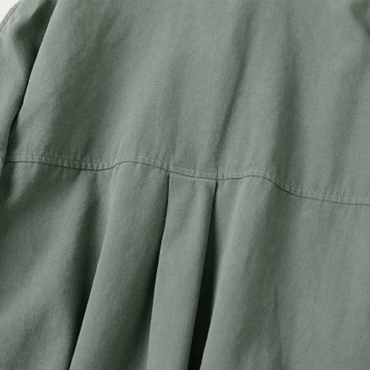 Camicia da donna in cotone a maniche lunghe con colletto rialzato e bottoni casual, motivo Buddha Stones - image 2