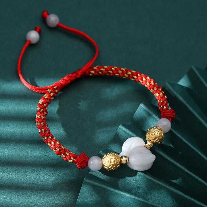Braccialetto portafortuna con corda rossa, Buddha Stones di giada e argento dello zodiaco cinese, anno del cavallo - Serpente (Circonferenza del polso: 14-20 cm) - image 17