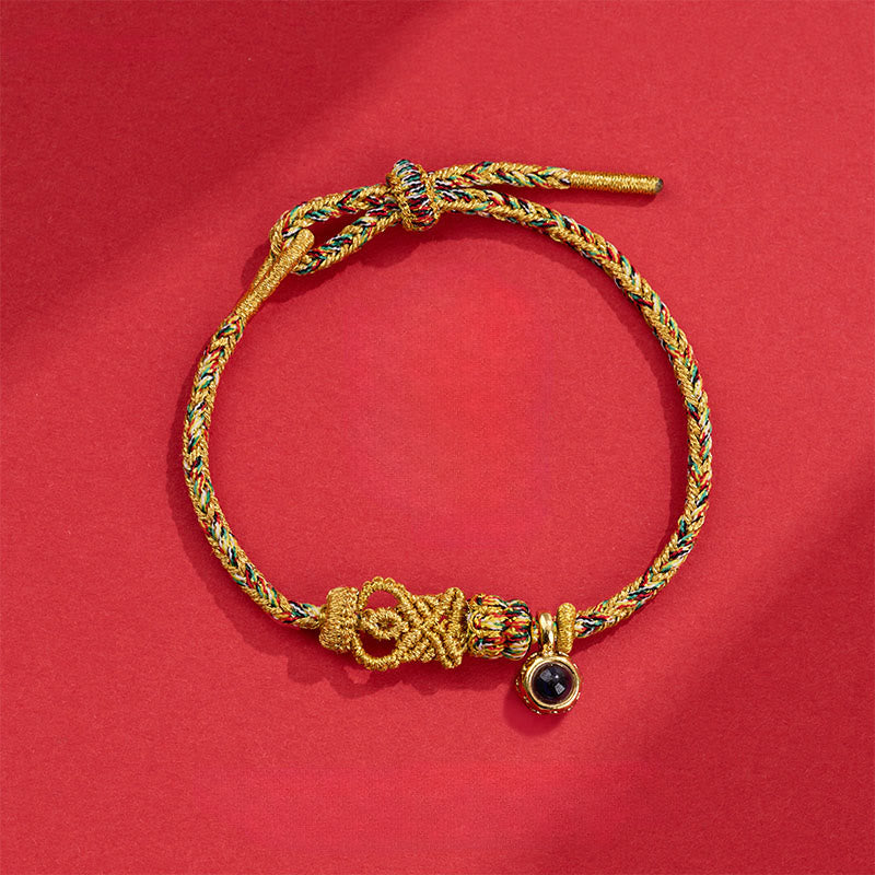 Braccialetto di collegamento con nodi di Buddha intrecciati a mano, pietra di proiezione in corda Buddha Stones - Giallo intenso (circonferenza del polso: 14-23 cm) - image 7