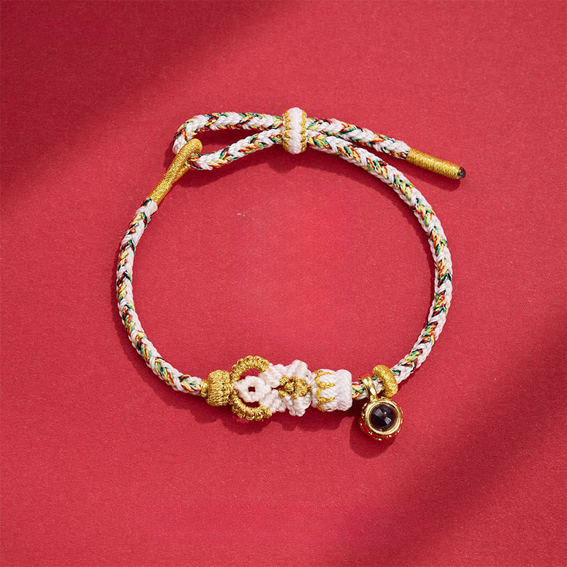 Braccialetto di collegamento con nodi di Buddha intrecciati a mano, pietra di proiezione in corda Buddha Stones - Bianco (circonferenza del polso: 14-23 cm) - image 8