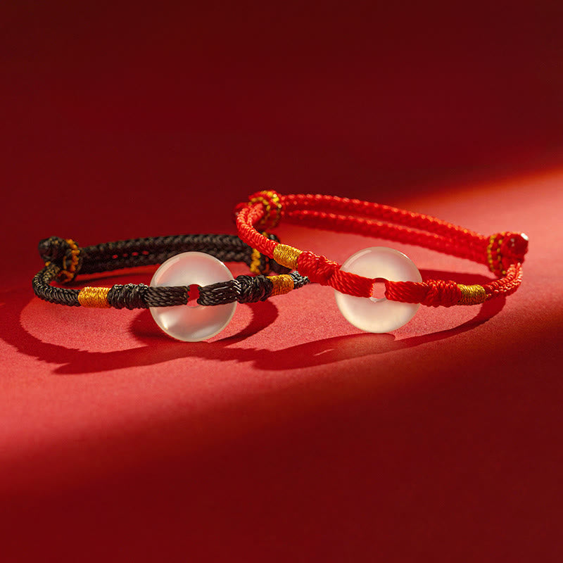 Bracciale intrecciato con fibbia della pace in calcedonio bianco Buddha Stones - image 14