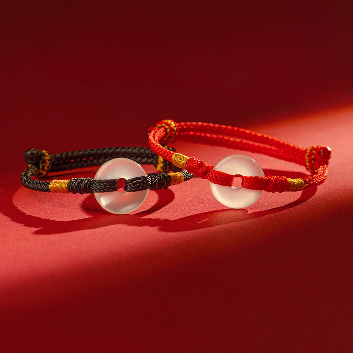 Bracciale intrecciato con fibbia della pace in calcedonio bianco Buddha Stones - image 14