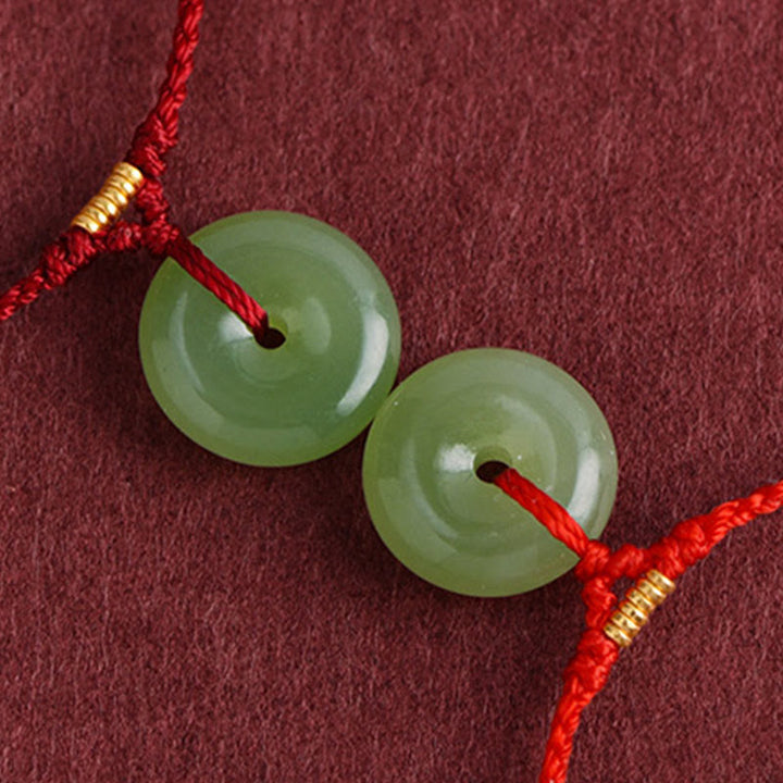 Braccialetto alla caviglia con fibbia della pace in giada naturale Hetian Buddha Stones e corda per l'abbondanza - image 12