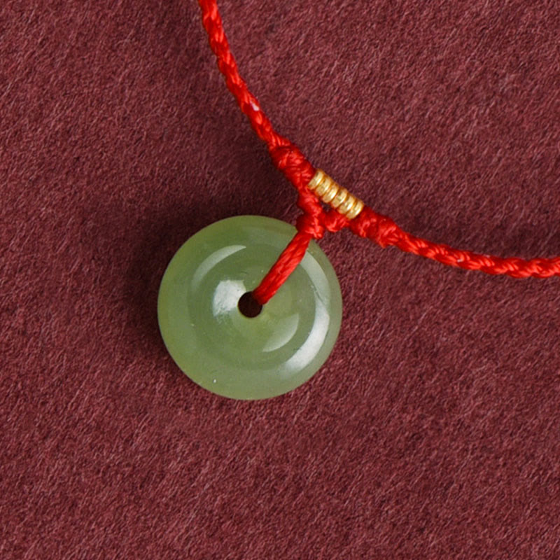 Braccialetto alla caviglia con fibbia della pace in giada naturale Hetian Buddha Stones e corda per l'abbondanza - image 3