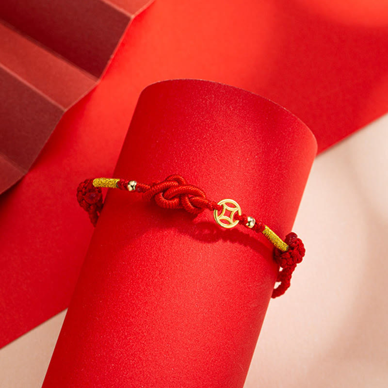 Braccialetto di protezione intrecciato con moneta di rame e nodo Ruyi Buddha Stones - image 2