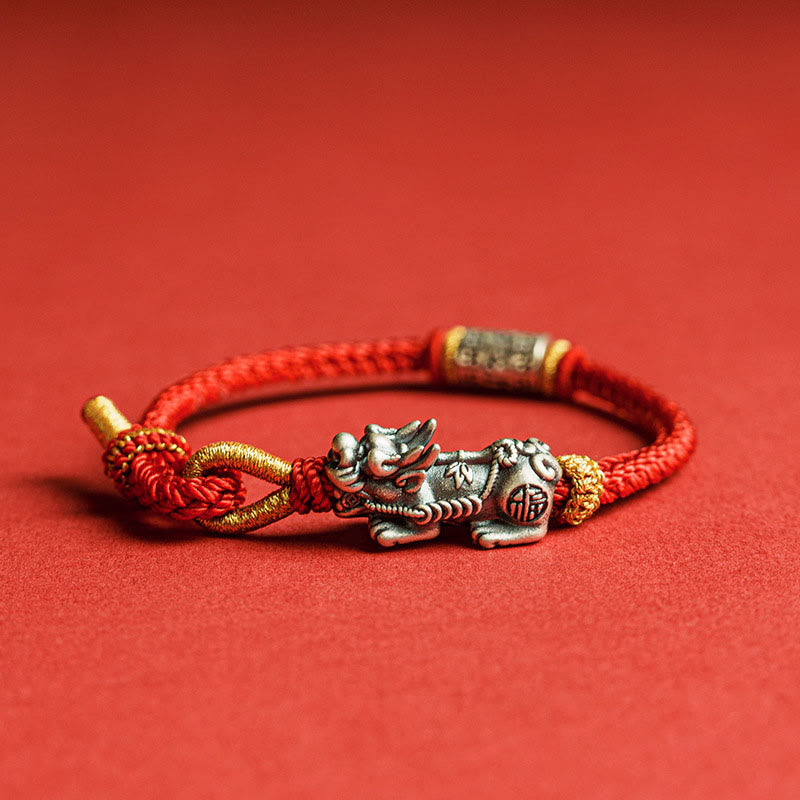 Braccialetto di protezione in argento sterling 925 Buddha Stones , Pixiu Om Mani Padme Hum - 18-19 cm - image 0