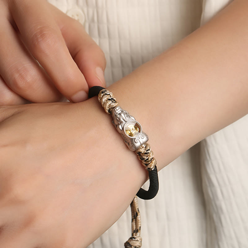 Bracciale in corda intrecciata a mano con Buddha Stones Pi Xiu, ricchezza e fortuna - image 2