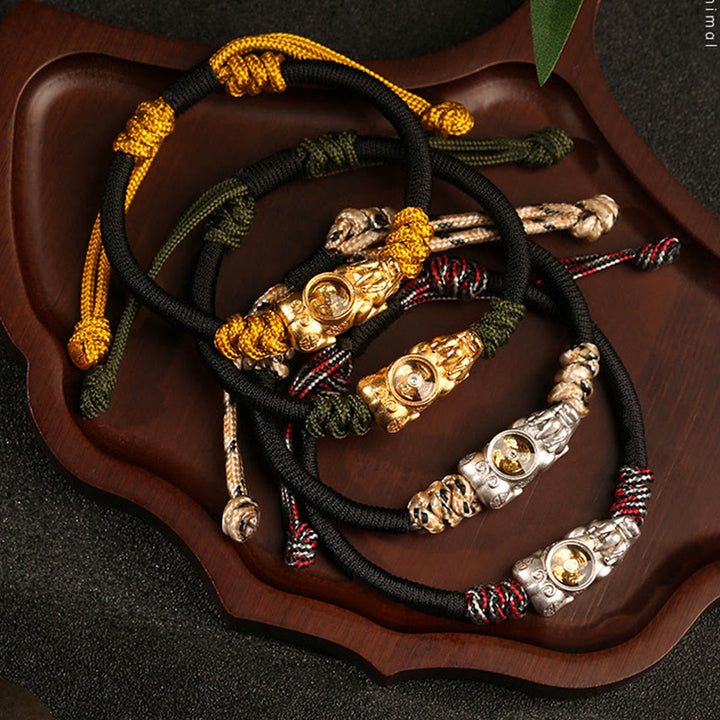 Bracciale in corda intrecciata a mano con Buddha Stones Pi Xiu, ricchezza e fortuna - image 15