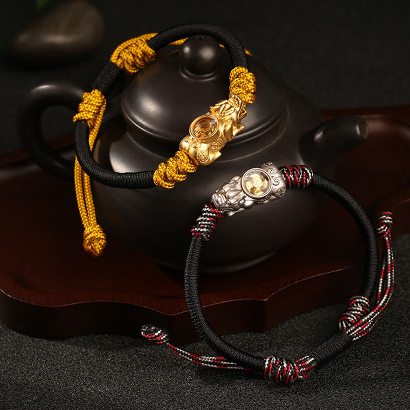 Bracciale in corda intrecciata a mano con Buddha Stones Pi Xiu, ricchezza e fortuna - image 11