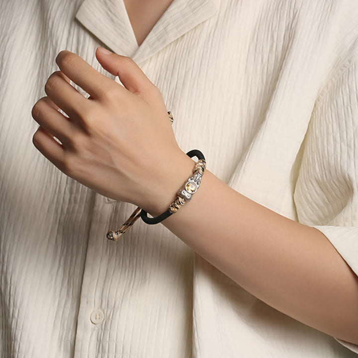 Bracciale in corda intrecciata a mano con Buddha Stones Pi Xiu, ricchezza e fortuna - image 3