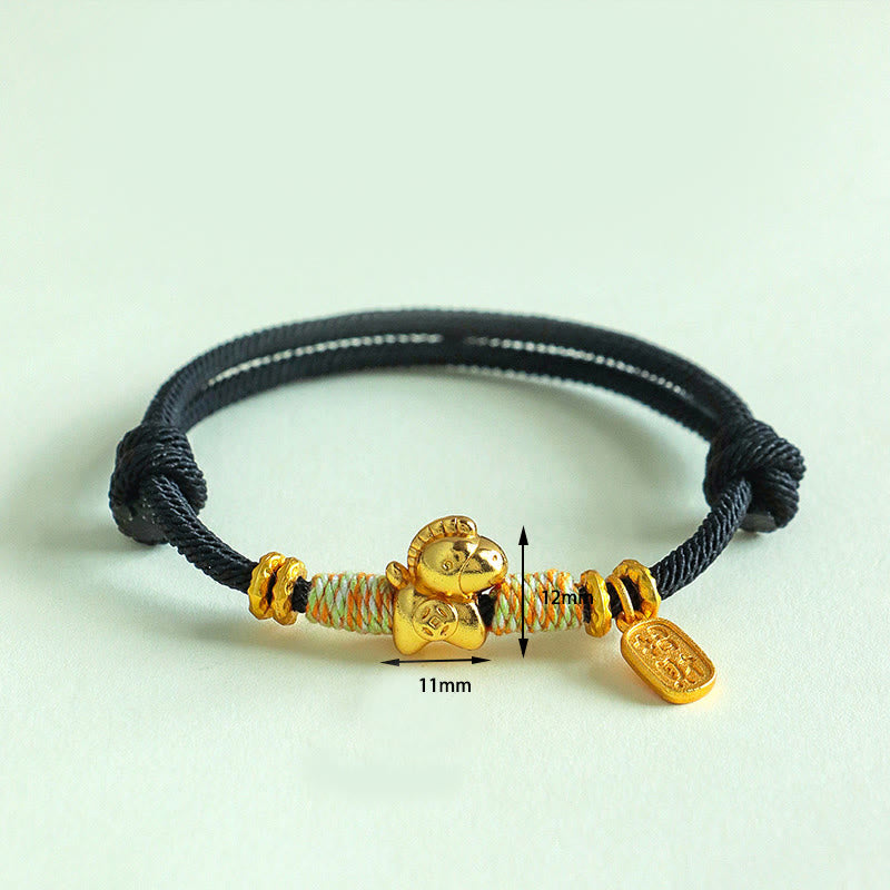 Bracciale intrecciato con ciondolo portafortuna e cordino rosso e nero dell'anno del cavallo Buddha Stones - image 14