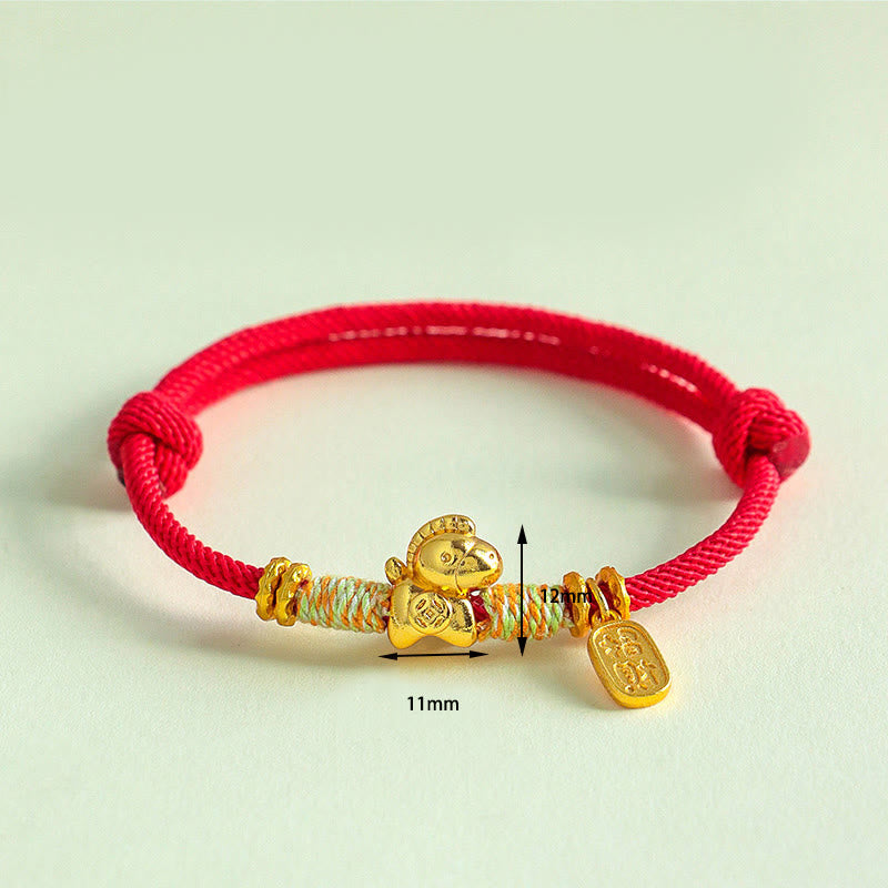 Bracciale intrecciato con ciondolo portafortuna e cordino rosso e nero dell'anno del cavallo Buddha Stones - image 4