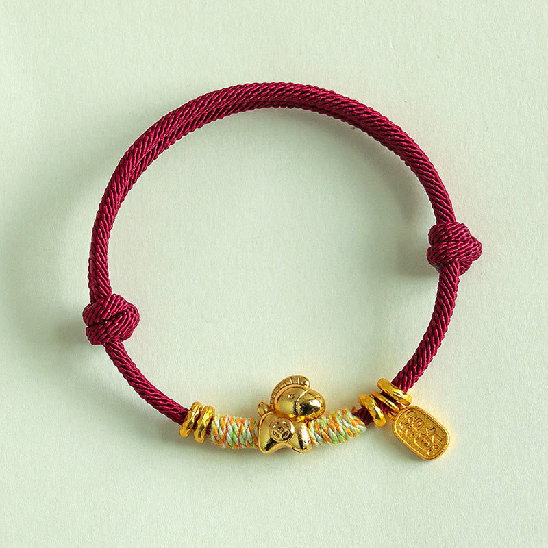 Bracciale intrecciato con ciondolo portafortuna e cordino rosso e nero dell'anno del cavallo Buddha Stones - image 9