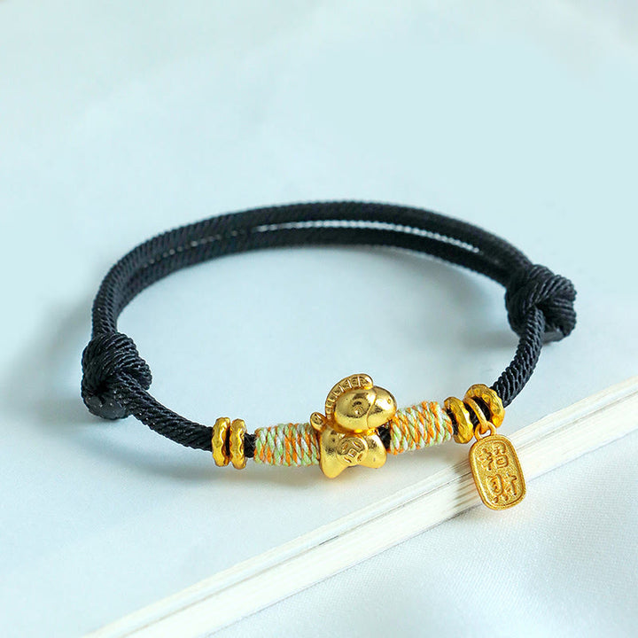 Bracciale intrecciato con ciondolo portafortuna e cordino rosso e nero dell'anno del cavallo Buddha Stones - image 13