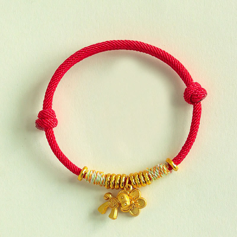 Braccialetto fatto a mano con ciondolo a forma di fiore dell'anno del cavallo con cordino rosso Buddha Stones - Cordino rosso (circonferenza del polso: 15-19 cm) - image 0