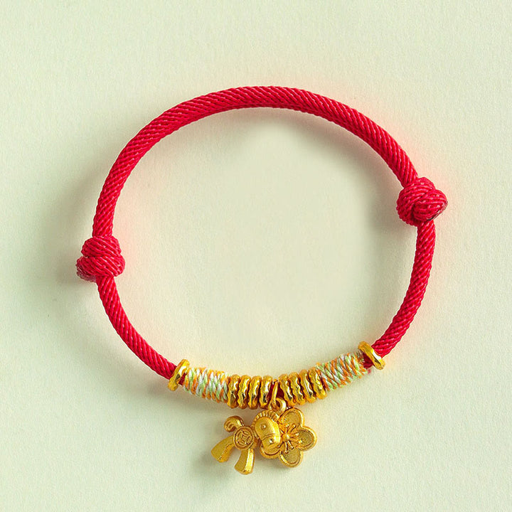 Braccialetto fatto a mano con ciondolo a forma di fiore dell'anno del cavallo con cordino rosso Buddha Stones - Cordino rosso (circonferenza del polso: 15-19 cm) - image 0