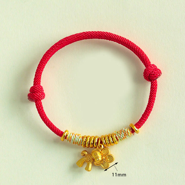 Braccialetto fatto a mano con ciondolo a forma di fiore dell'anno del cavallo con cordino rosso Buddha Stones - image 3