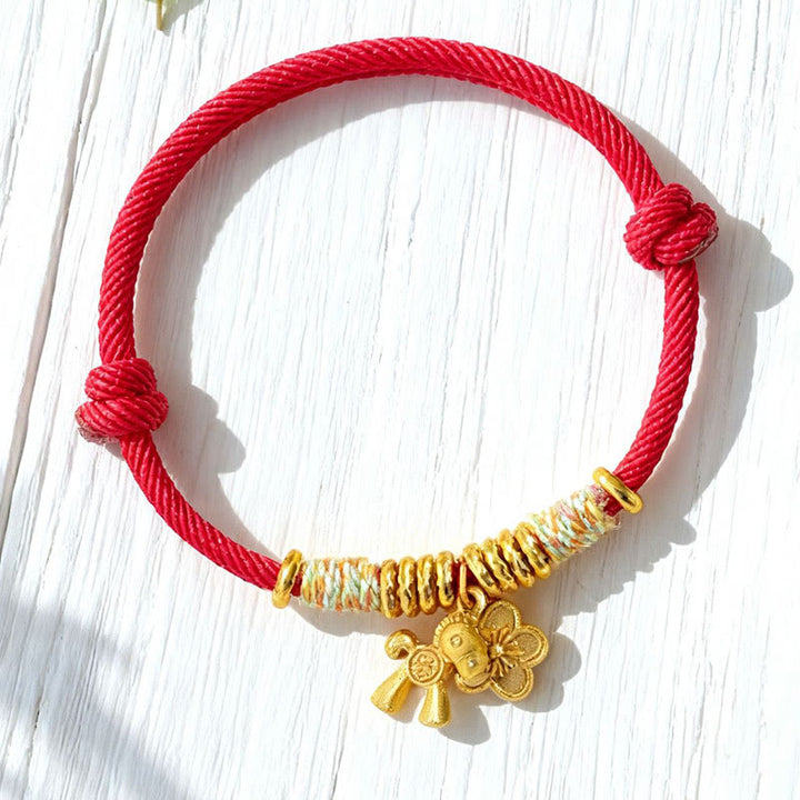 Braccialetto fatto a mano con ciondolo a forma di fiore dell'anno del cavallo con cordino rosso Buddha Stones - image 5