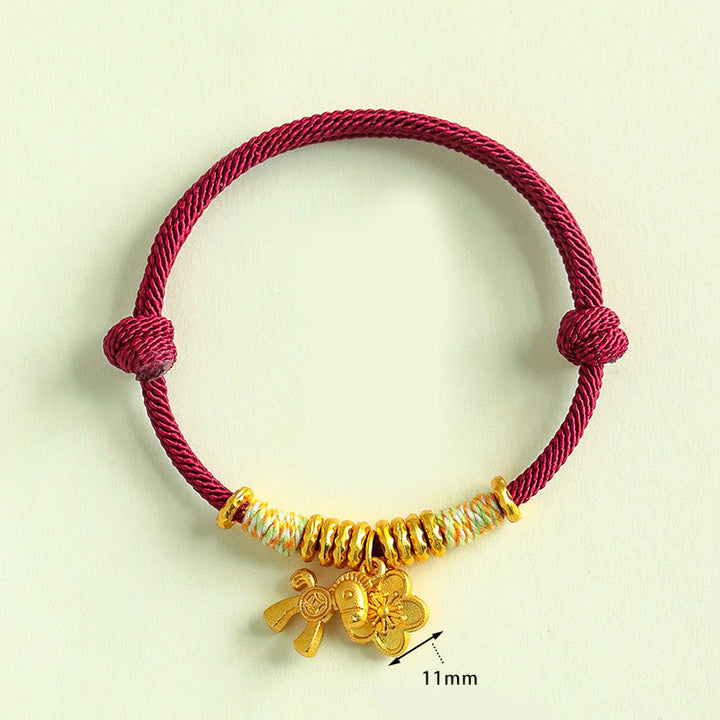 Braccialetto fatto a mano con ciondolo a forma di fiore dell'anno del cavallo con cordino rosso Buddha Stones - image 10