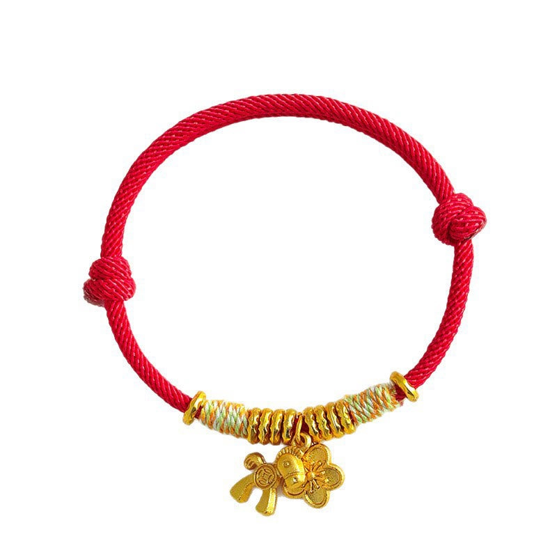 Braccialetto fatto a mano con ciondolo a forma di fiore dell'anno del cavallo con cordino rosso Buddha Stones - image 4